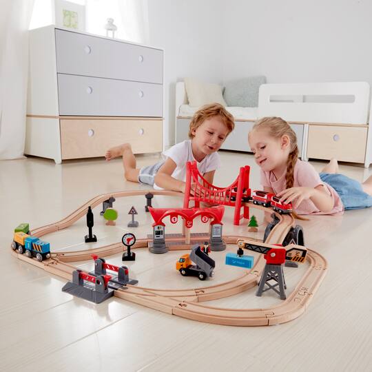 Hape Busy City Rail Wooden Train Set